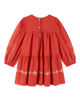 Deep Cherry Red Embroidered Dress
