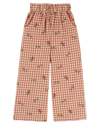 Embroidered Terracotta Gingham Trousers
