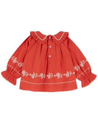 Red Embroidered Ric Rac Blouse
