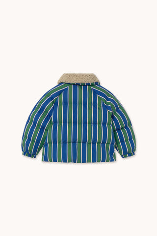 Blue and Green Retro Stripes Padded Jacket

