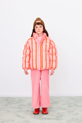 Summer Red and Pink Retro Stripes Padded Jacket
