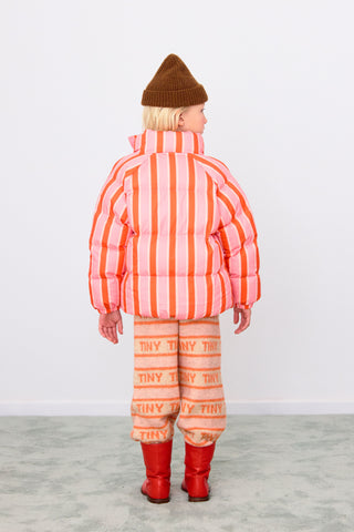Summer Red and Pink Retro Stripes Padded Jacket
