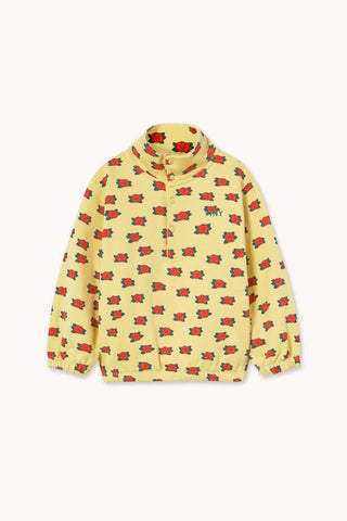 Yellow Flower Pattern Mockneck Sweatshirt
