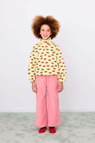 Yellow Flower Pattern Mockneck Sweatshirt
