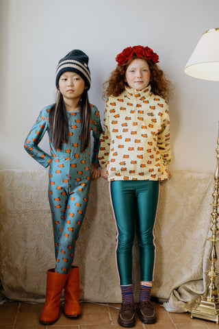 Yellow Flower Pattern Mockneck Sweatshirt
