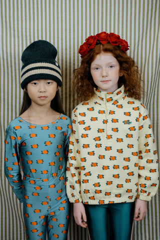 Yellow Flower Pattern Mockneck Sweatshirt
