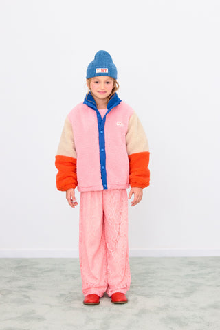 Dark Blue Color Block Sherpa Jacket

