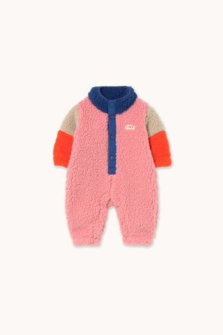 Dark Blue Color Block Sherpa One Piece
