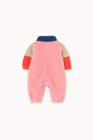 Dark Blue Color Block Sherpa One Piece
