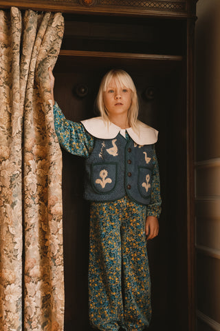 Flower Pattern Velvet Sweatshirt
