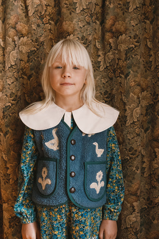 Flower Pattern Velvet Sweatshirt
