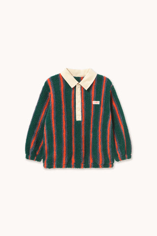 Multicolored Striped Sherpa Polo Sweatshirt
