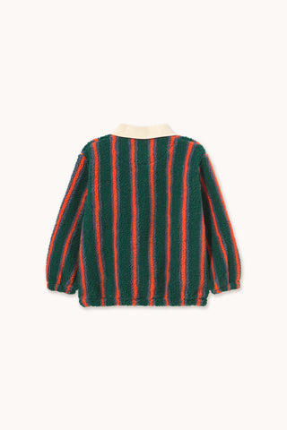 Multicolored Striped Sherpa Polo Sweatshirt
