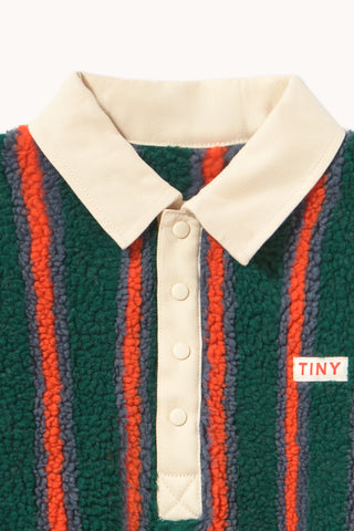 Multicolored Striped Sherpa Polo Sweatshirt

