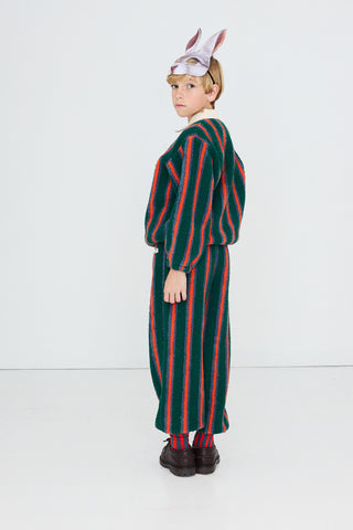 Multicolored Striped Sherpa Polo Sweatshirt

