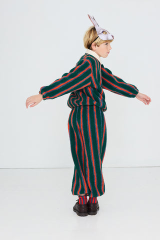 Multicolored Striped Sherpa Polo Sweatshirt
