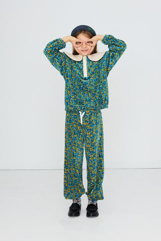 Flower Pattern Velvet Sweatpants
