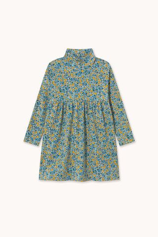 Flower Pattern Rib Mockneck Dress
