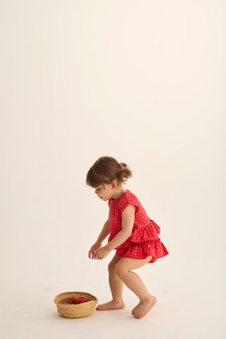 Gingham Cotton Baby Bloomers in Tomato
