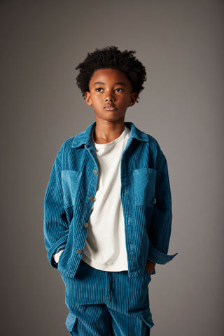 Midnight Blue Wide Corduroy Shirt
