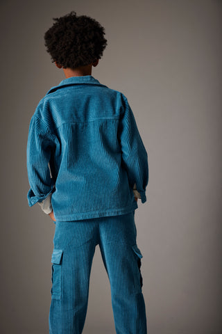 Midnight Blue Wide Corduroy Shirt
