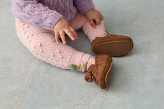 Samsam Fur Lined Suede Leather Baby Slippers
