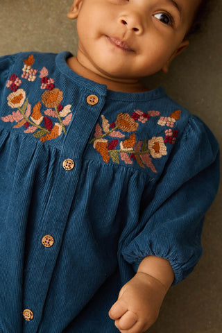 Deep Blue Thin Corduroy Jumpsuit
