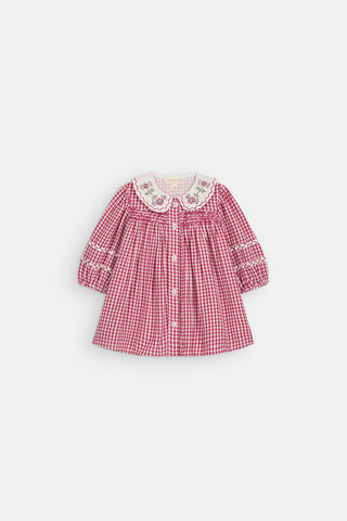 Raspberry Check Baby Delina Dress
