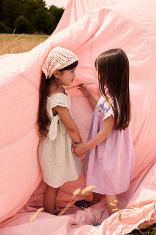 Aloisa Embroidered Dress in Almond
