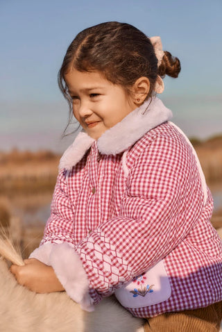 Jasmina Raspberry Checks Reversible Coat
