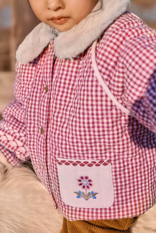 Jasmina Raspberry Checks Reversible Coat
