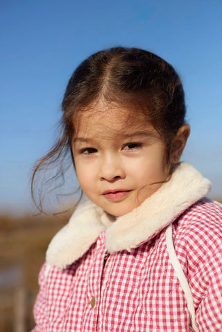 Jasmina Raspberry Checks Reversible Coat
