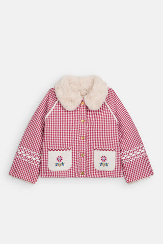 Jasmina Raspberry Checks Reversible Coat
