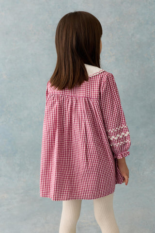 Raspberry Check Delina Dress
