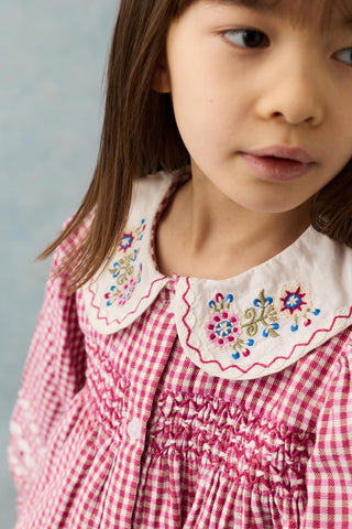 Raspberry Check Delina Dress

