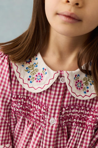 Raspberry Check Delina Dress
