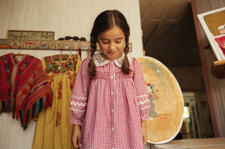 Raspberry Check Delina Dress
