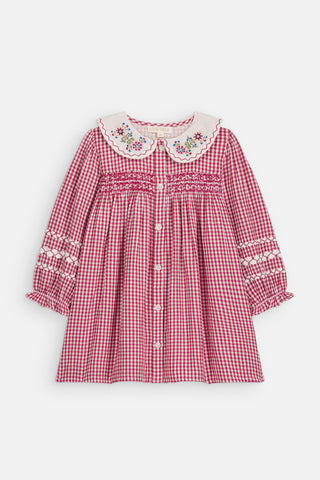 Raspberry Check Delina Dress
