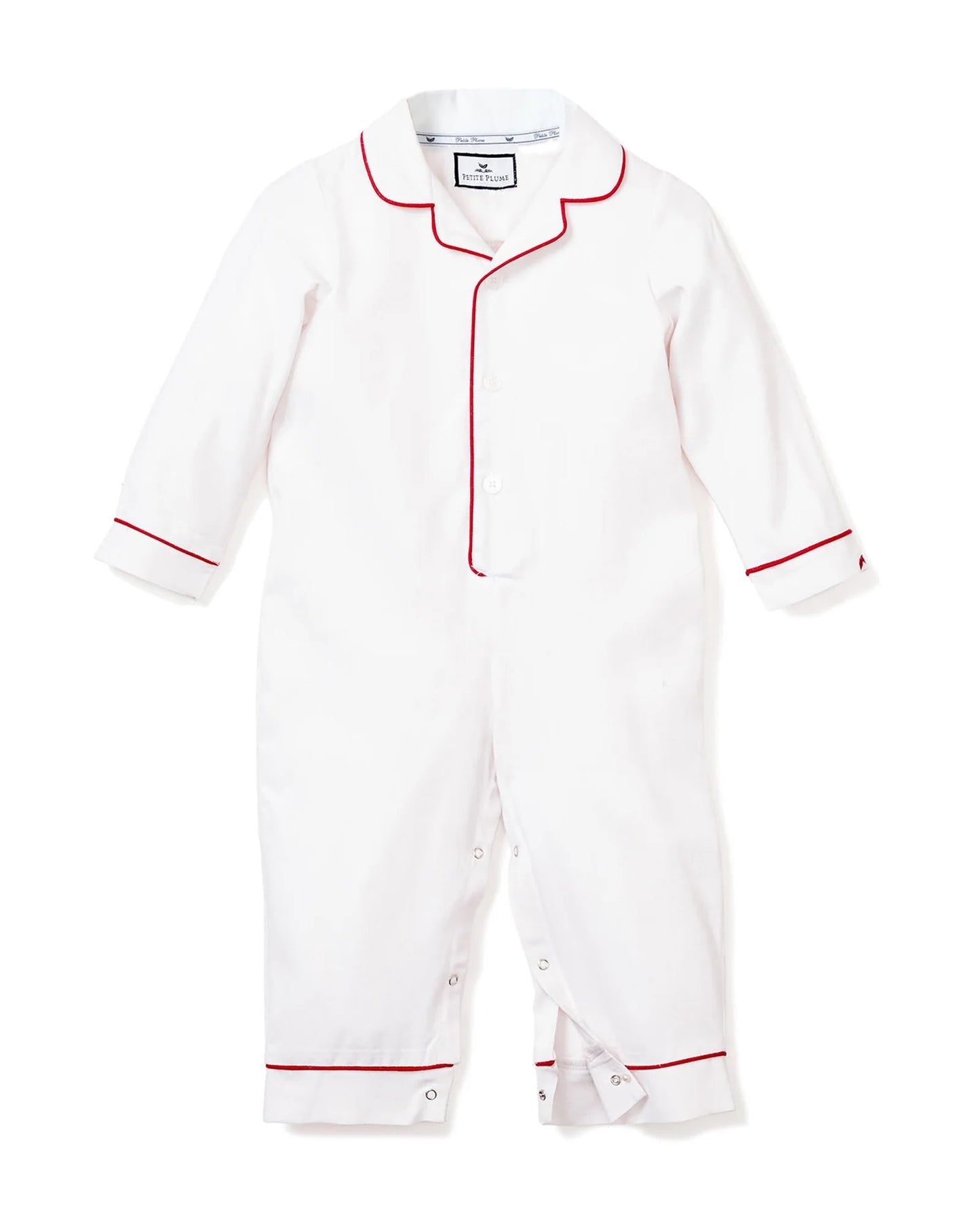 Baby Red Piping Twill Romper