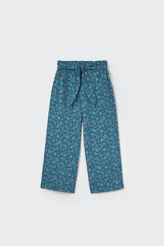 Navy Floral Fine Corduroy Pants
