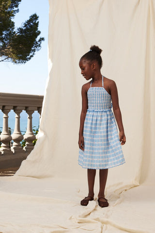 Ida Floral Check Halter Dress
