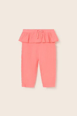 Gauze Ruffle Baby Pants in Candy Pink
