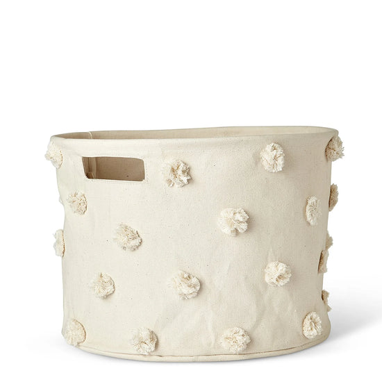 Medium Drum Natural Pom Pom Basket