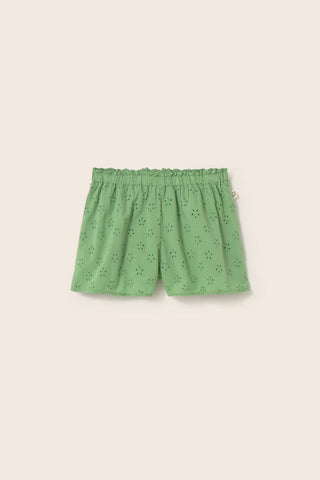 Swiss Embroidered Shorts in Green
