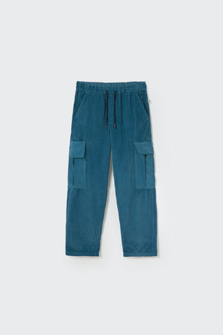 Blue Midnight Wide Corduroy Cargo Pants
