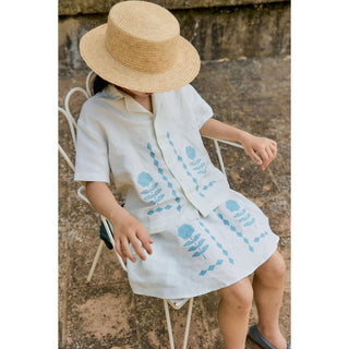 Flower Pattern Shirt in Ice Blue
