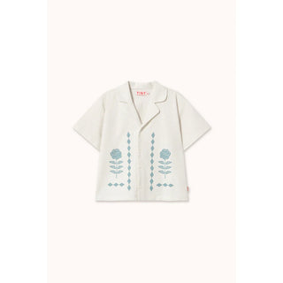 Flower Pattern Shirt in Ice Blue
