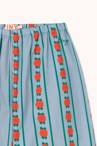 Rose Pattern Pant in Washed Blue
