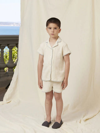 Hand Stitched Gio Shirt and Sky Shorts Set
