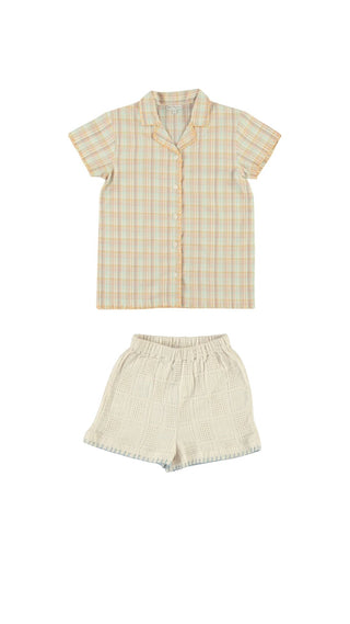Hand Stitched Gio Shirt and Sky Shorts Set
